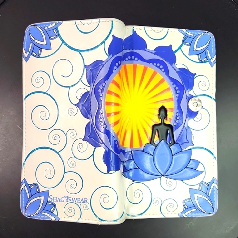 Meditation Vegan Leather Wallet Yoga Lotus Flower